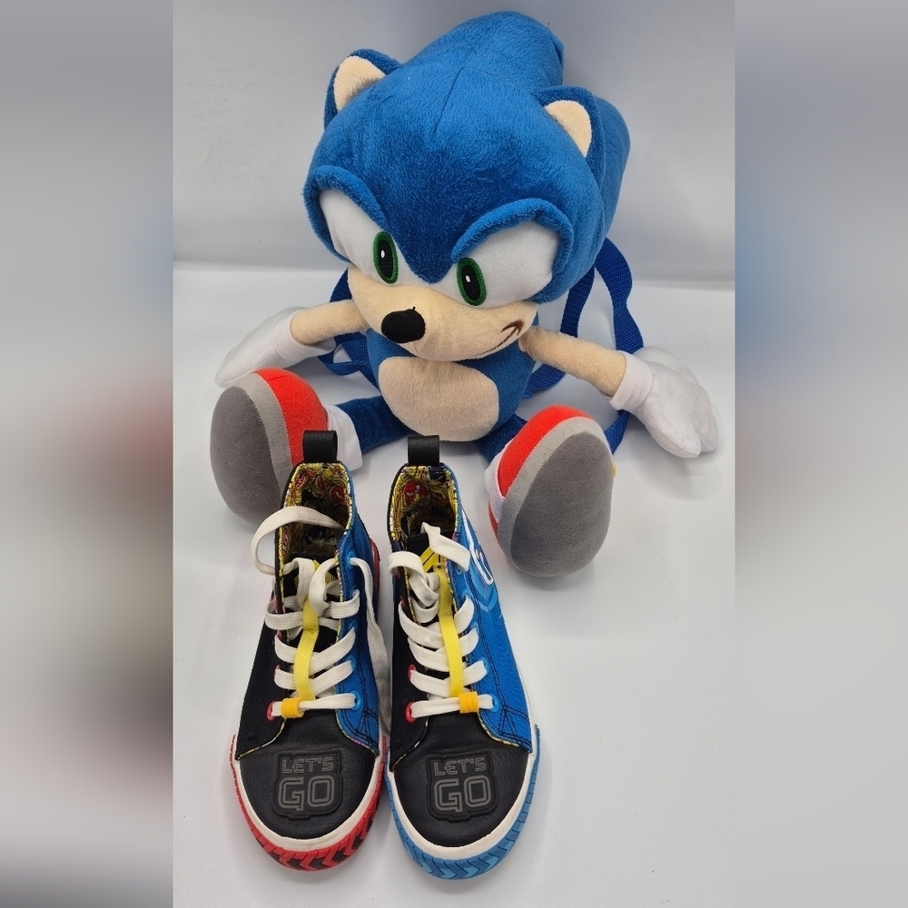 Blue and White Plush Toy with Sneakers